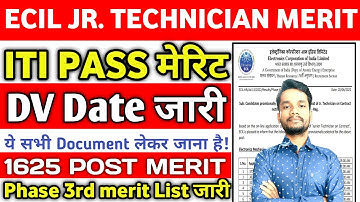 ITI Electrician, Fitter, etc Pass ECIL Jr. Technician Vacancy Phase III merit list PDF Download 2022