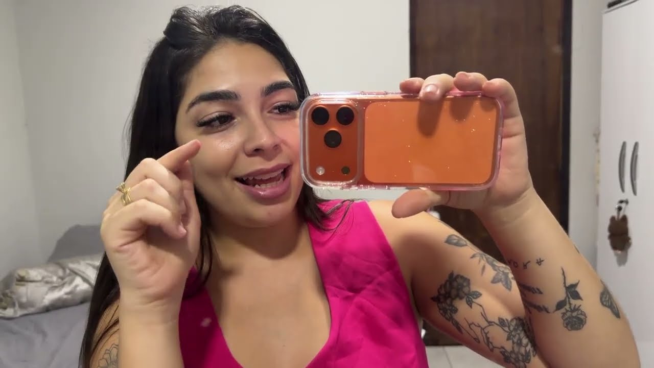 Asmr caseirinho : mostrando meu novo iPhone 17 pro laranja 🍊 