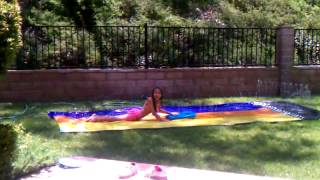 Annika Playing With Water Slide at Our Backyard