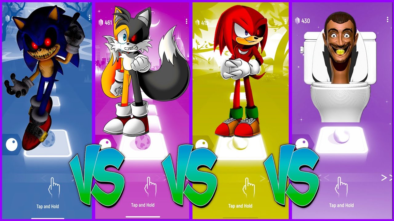 SONIC EXE 🆚 SONIC TAILS EXE 🆚 KNUCKLES EXE 🆚 SKIBIDI TOILET - Tiles Hop ...