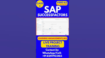 SAP SuccessFactors LMS Training Online Tutorial Class 62 12th  Sept 2025 #sapsuccessfactorstraining