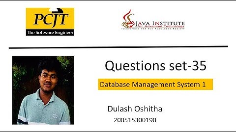 Questions set 35| Database Management System | Java Institute | Dulash Oshitha