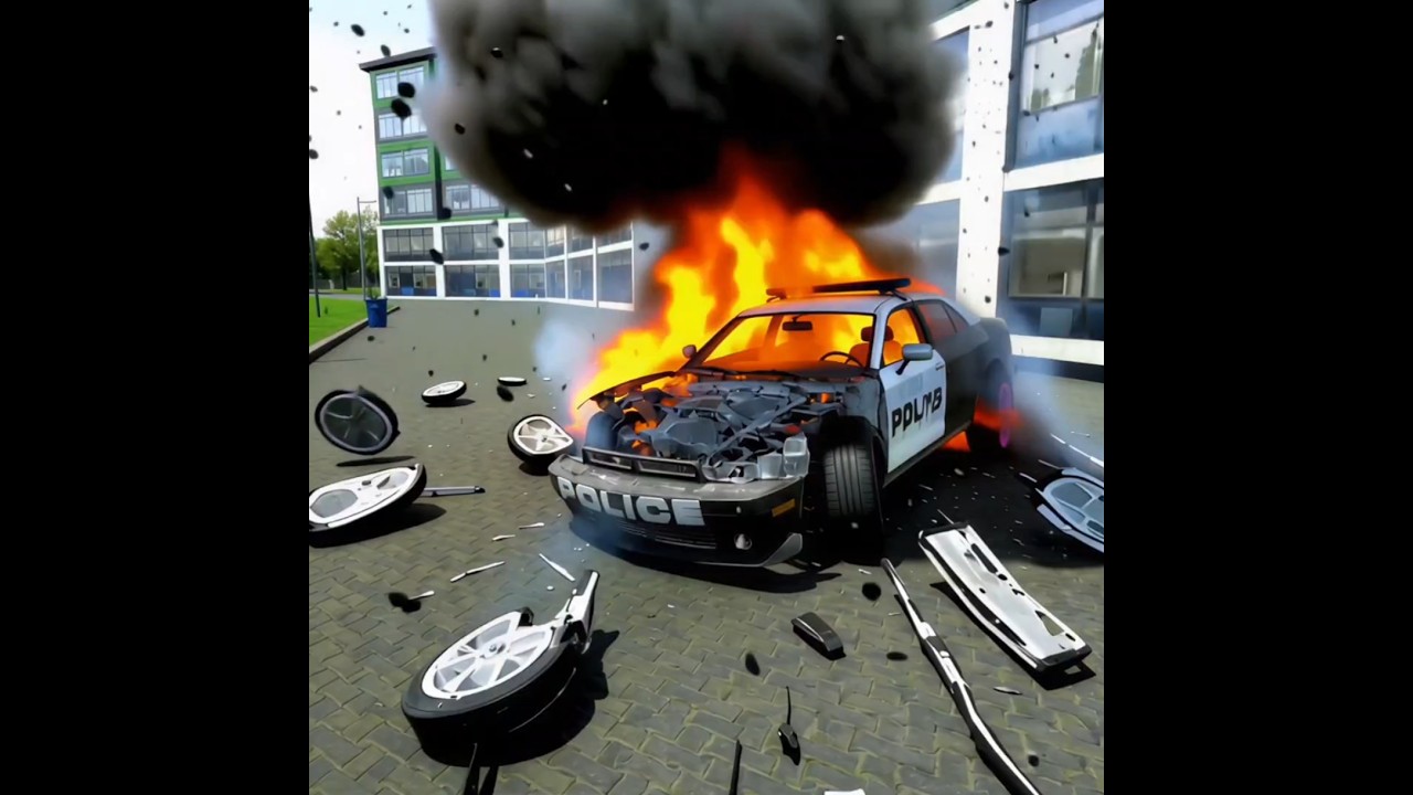 Полицейская машина-призрак полностью взорвалась в Car Simulator 2 