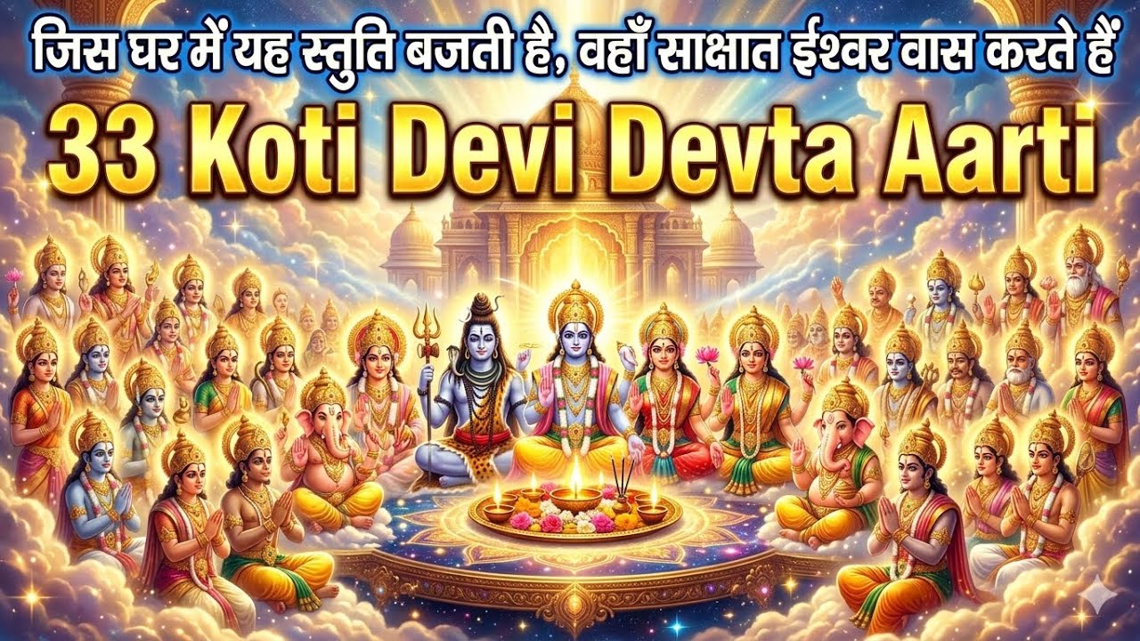 जिस घर में यह स्तुति बजती है, वहाँ साक्षात ईश्वर वास करते हैं | 33 Koti Devi Devta Aarti