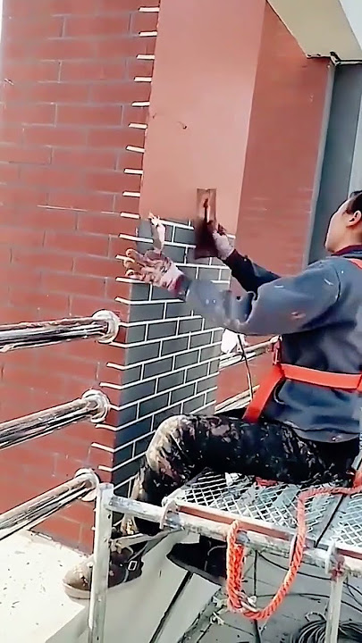 Exterior wall brick red latex paint decoration process