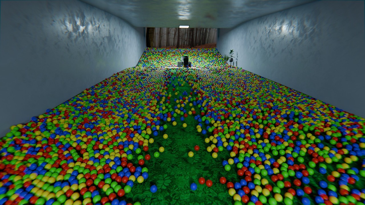 20,000 Balls Flood a LIMINAL OFFICE and Escape Through a Tunnel