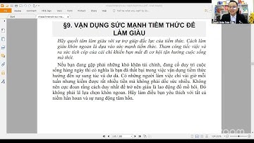 ĐỌC PHÂN TÍCH SÁCH SỨC MẠNH TIỀM THỨC CHƯƠNG 9 : VẬN DỤNG SỨC MẠNH TIỀM THỨC ĐỂ LÀM GIÀU