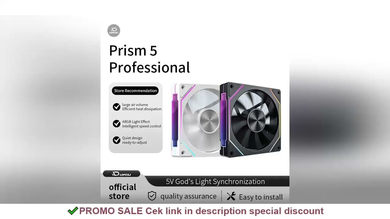 LDPCSJ OEM PRISM 5 PRO Computer Chassis Fan 12cm ARGB 4 Pin PWM Quiet Cooling Fan 12V Large Air Volu