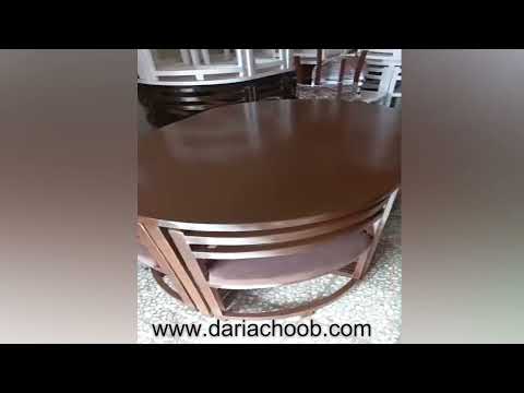 میز ناهار خوری کم جا 6 نفره بیضی گردویی خرید و قیمت تولیدی 09126832116