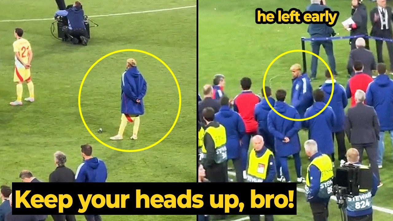 Moment Lamine Yamal seen alone holding back his anger as watched Ronaldo raise Nations League cup