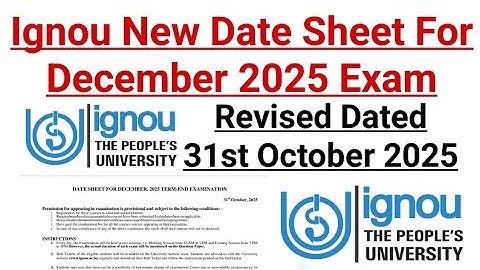 Ignou New Date Sheet For December 2025 Exam || Revised Dated 31 October 2025