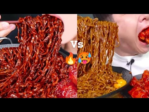 MUKBANGERS EATING LARGE PORTIONS OF BLACK BEAN NOODLES 🔥🍜