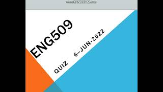 ENG509 Morphology and Syntax Quiz No 1