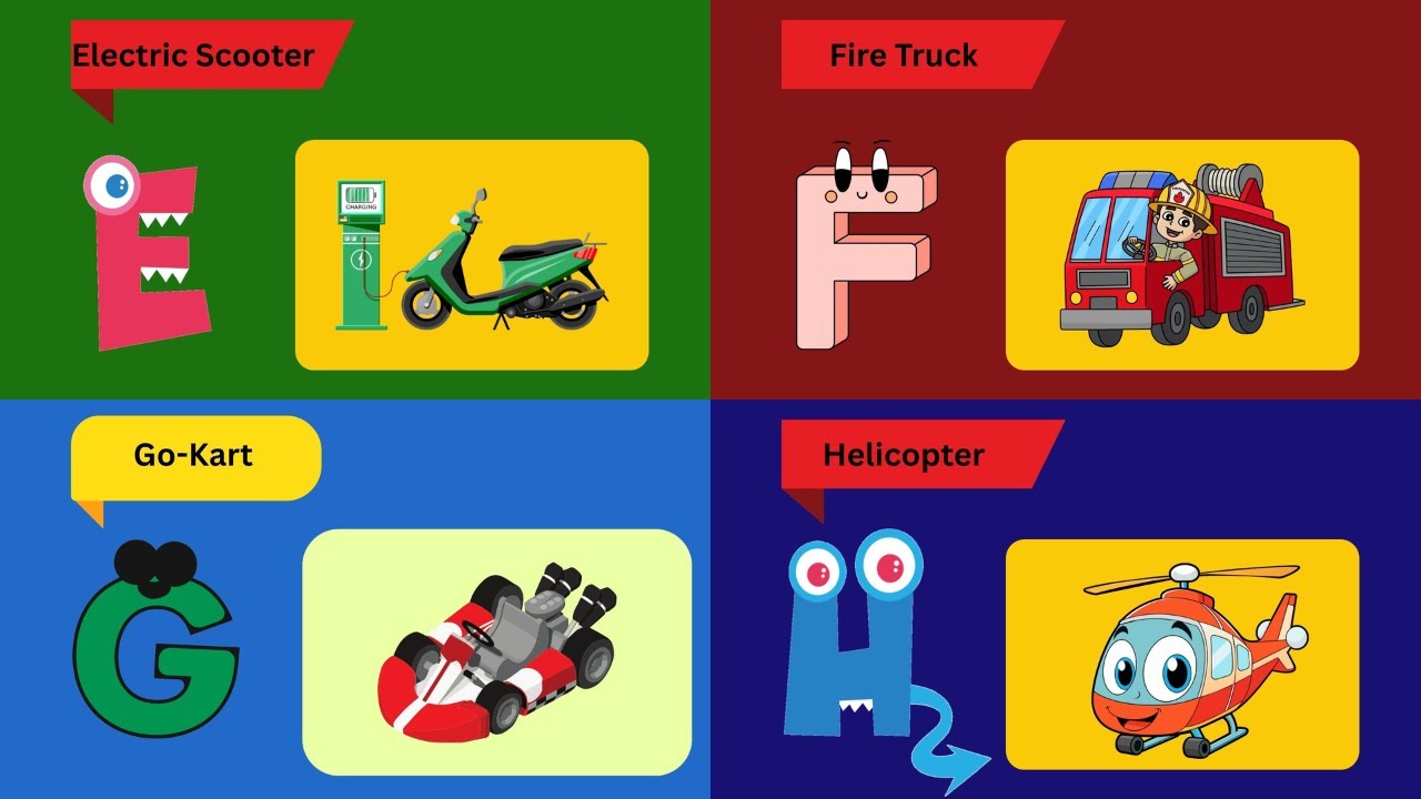 ABC Vehicles for Children - Learn Alphabet with Vehicles for Toddlers ...