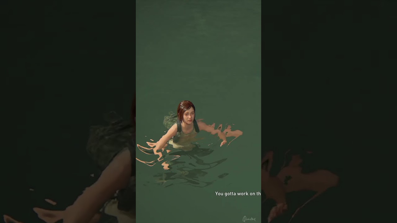 The Last of Us 2 - Joel pushes Ellie into water 