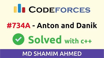 Codeforces - "734A - A. Anton and Danik ( Bangla ) | C++ | Md Shamim Ahmed