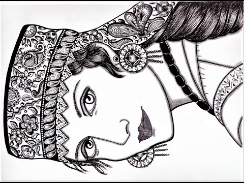 How To Draw Kashmiri Girl With Flower Basket | Step By Step In Easy Way For  Beginners |N. S. Limaye - YouTube