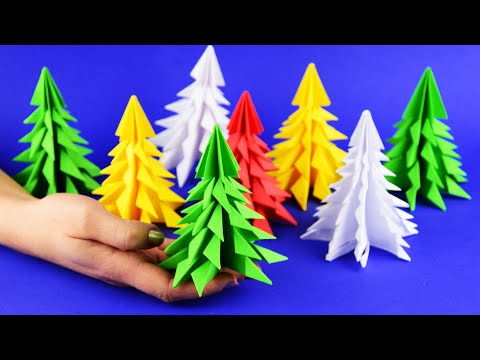 How to make 3D paper Christmas tree 5 minutes craft DIY Tutorial