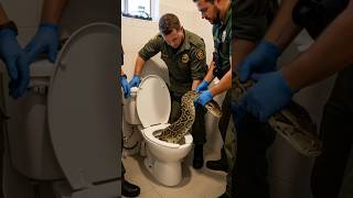 Giant Python Found in Toilet! Wildlife Team Pulls It Out Safely #shorts #animals #love #viral #fyp