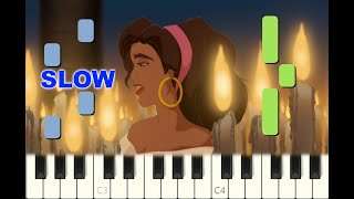 SLOW piano tutorial "GOD HELP THE OUTCASTS" The Hunchback of Notre Dame, Disney, free sheet music