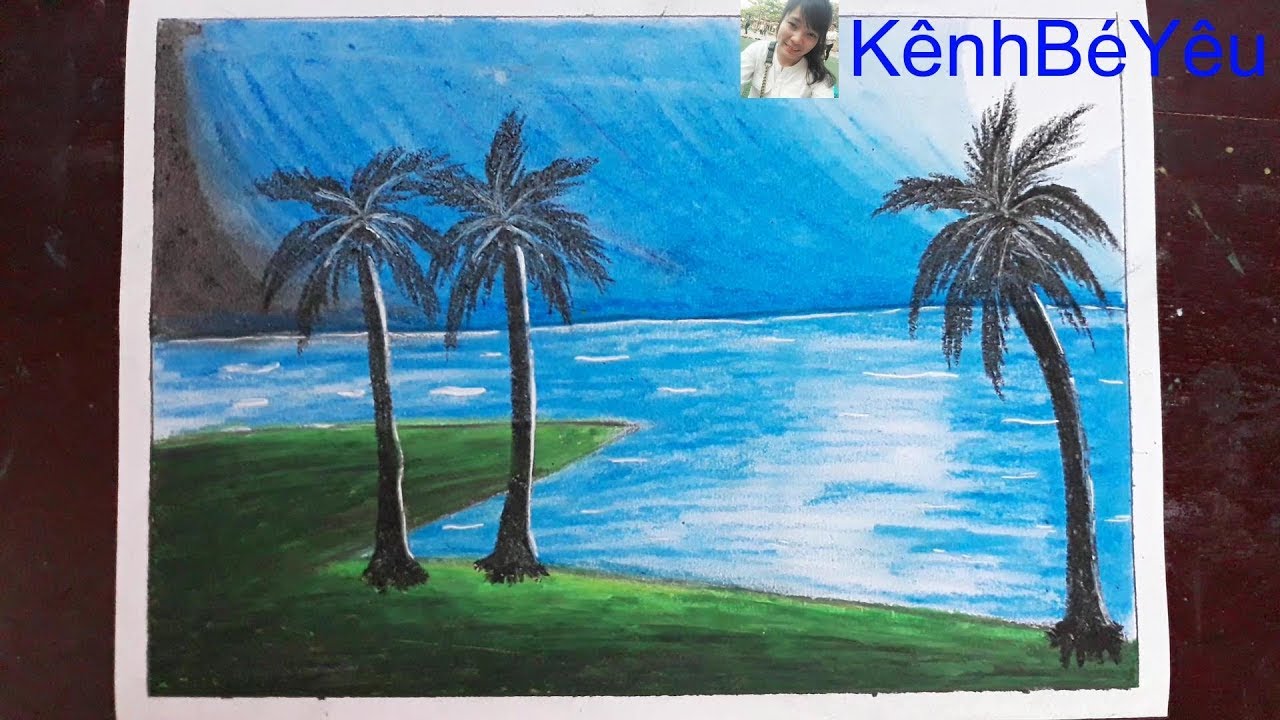 Vẽ cây dừa và biển - Vẽ tranh sáp dầu; Drawing coconut trees and the sea -  Painting oil wax. - YouTube