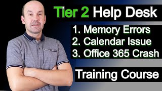 Tier 2 Help Desk, Low Memory Warning, Shared Calendar Errors, Office 365 Crashing Applications