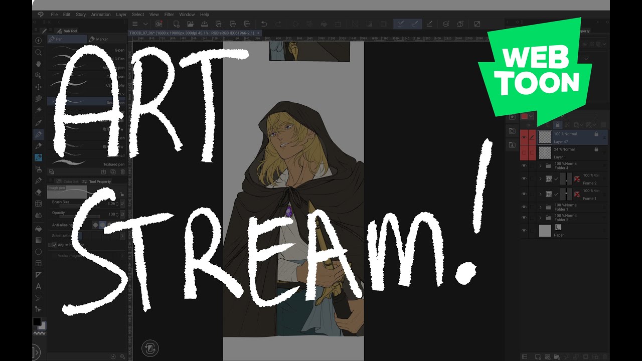 drawing the next webtoon episode!