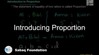 Introducing Proportion, Math Lecture | Sabaq.pk