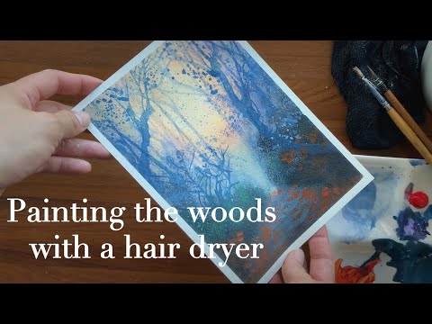 樹林小徑 | 初學者壓克力繪畫技法 用吹風機創作 | Painting the woods with a hair dryer | Acrylic Painting