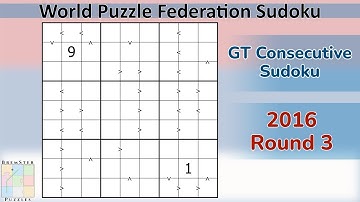 WPF Sudoku 2016 Ronde 3 - GT Consecutive Sudoku