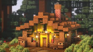 Minecraft: How to Build  Cozy Taiga Cabin | Easy Starter House Tutorial