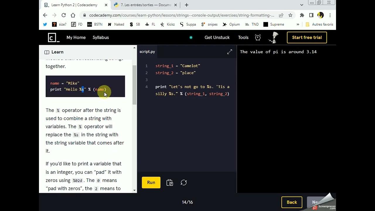 Python : affichage %s et %0nd - YouTube