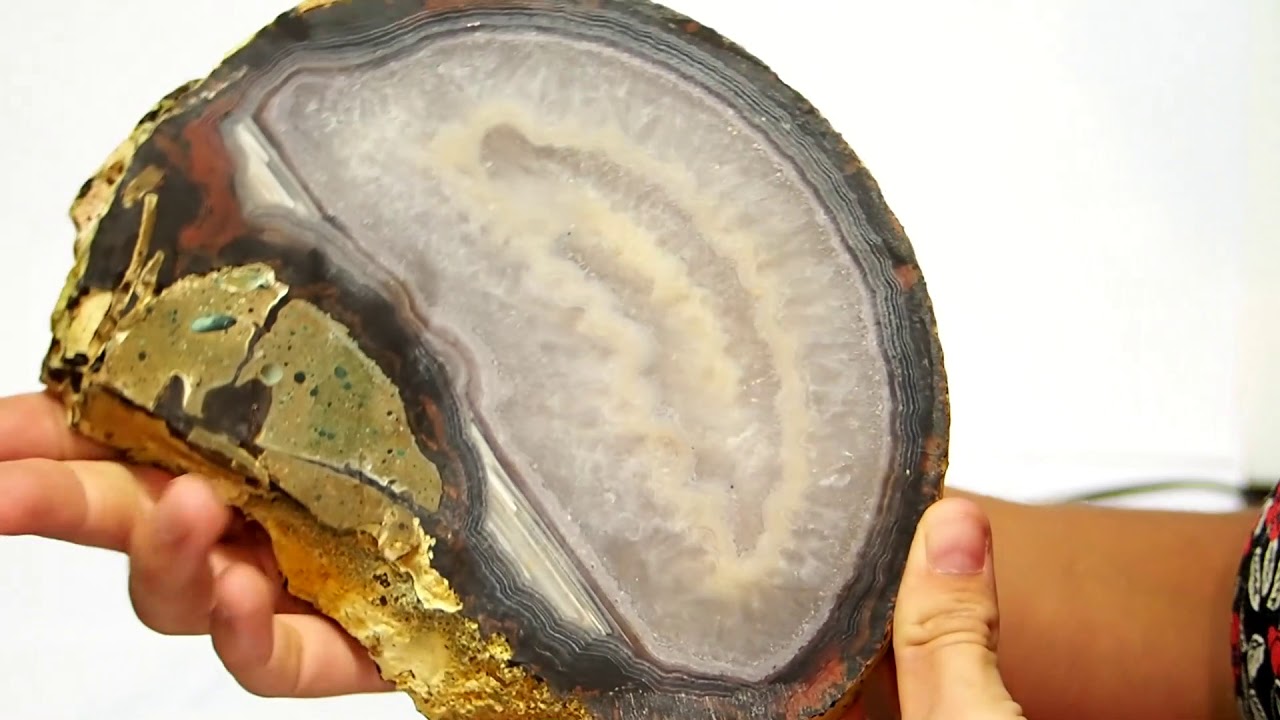 0.95kg Thick Sliced Brazilian Crystal Agate Lamp CF849 10 YouTube player
