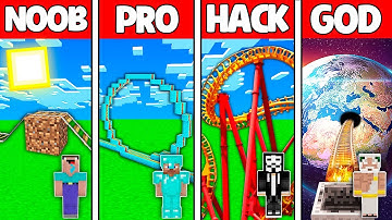 Minecraft Battle: NOOB vs PRO vs HACKER vs GOD ROLLERCOASTER BUILD CHALLENGE in Minecraft