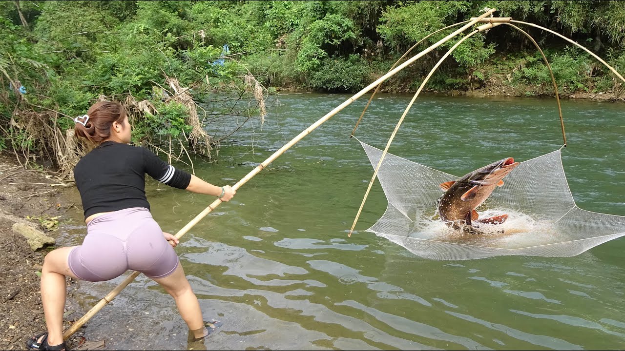 Full Video: Fishing Techniques, Traditional Fishing with Bamboo and Fishing Net, Catch a Lot of Fish