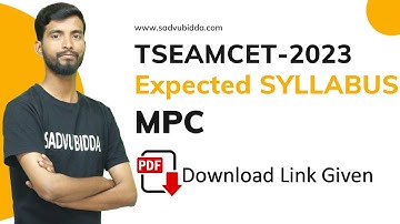 TSEAMCET 2023 Syllabus MPC|EAMCET 2023 Syllabus Engineering|EAMCET 2023 Syllabus PDF Download
