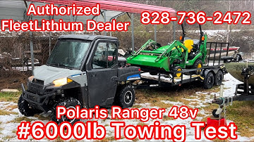 Polaris Ranger EV FleetLithium Powered #6000lb Towing Test Up Snow/Ice covered Hill