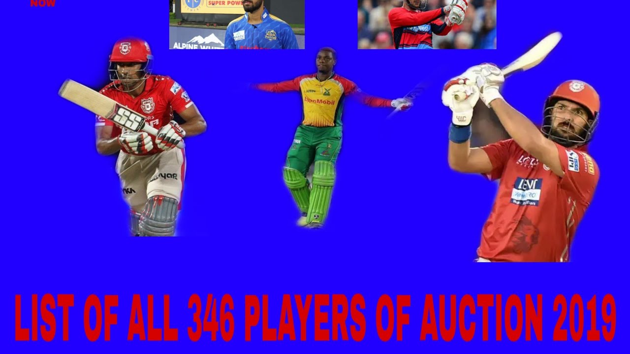 ALL 346 PLAYERS OF IPL 2019 AUCTION