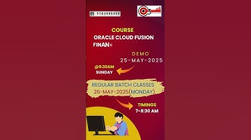 Oracle Fusion financials Functional demo on 25th May and Regular Classes 26thmay #o3technologies