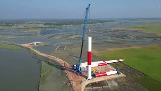 The XCMG XCA1600 All-terrain Crane executes the task of a wind power project in Bangladesh