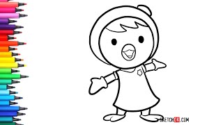 Pororo the Little Penguin Drawing and Coloring Tutorial for Kids Toddlers Pororo Little Penguin