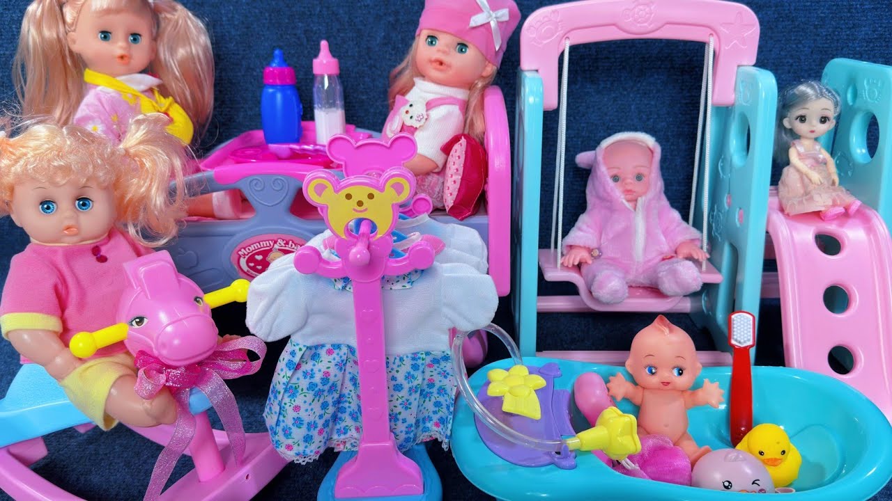 10 Minutes Satisfying with Unboxing Cute Princess Bed ＆ Swing Slide Toys Set Review | ASMR