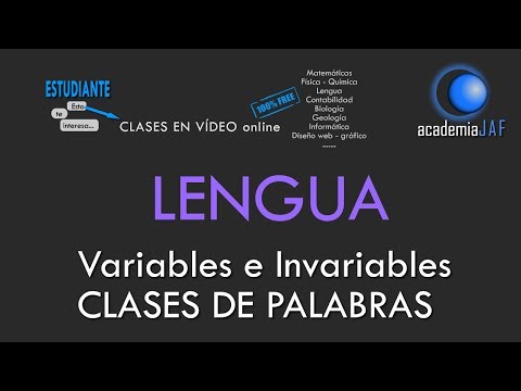 Clases de palabras: variables e invariables - Lengua Española análisis morfológico - academia JAF