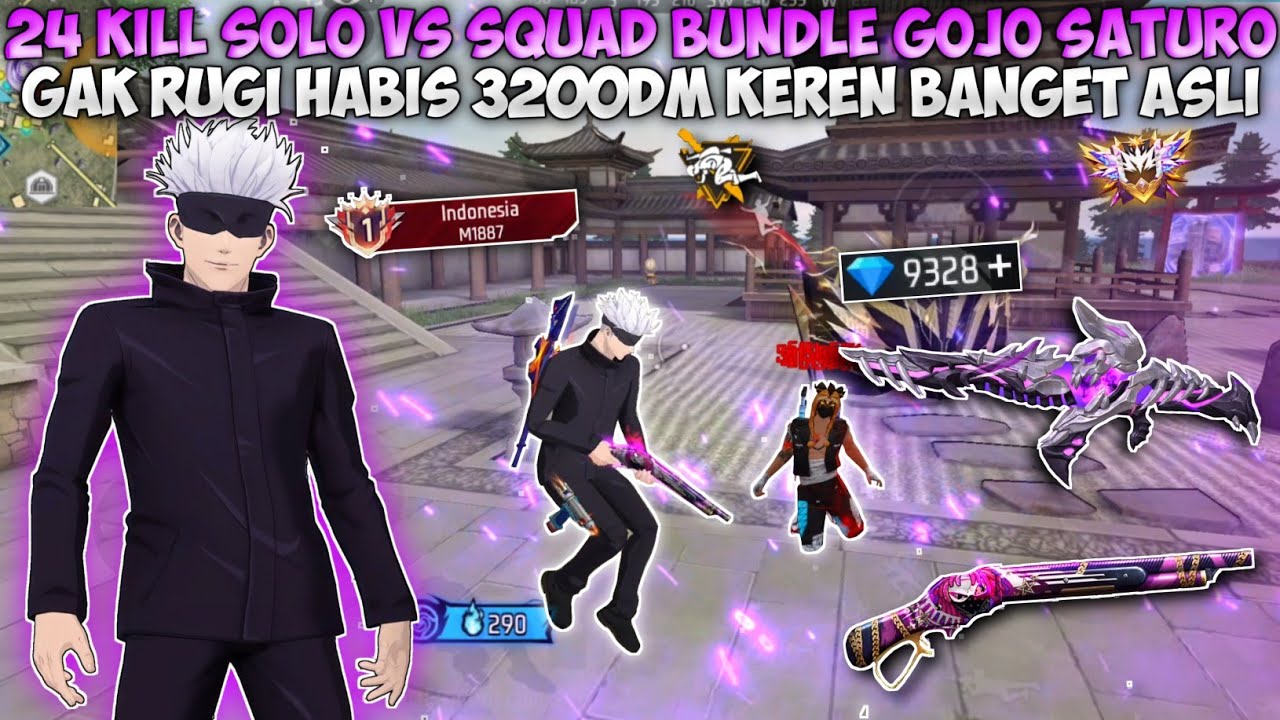 24 KILL SOLO VS SQUAD SPIN BUNDLE GOJO SATURO!! HOKI BANGET CUMAN HABIS 3200 DIAMOND!!