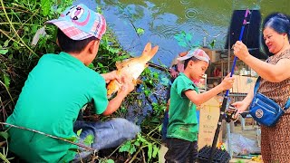 Hook Fishing.  The Boy Sells Fish To Get Money To Buy His Scales