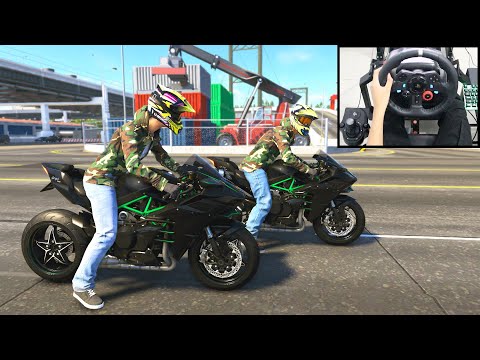 Kawasaki Ninja H2 - The Crew 2 Online | Logitech g29 gameplay