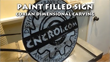 Paint Filled Sign: Corian Dimensional Carving