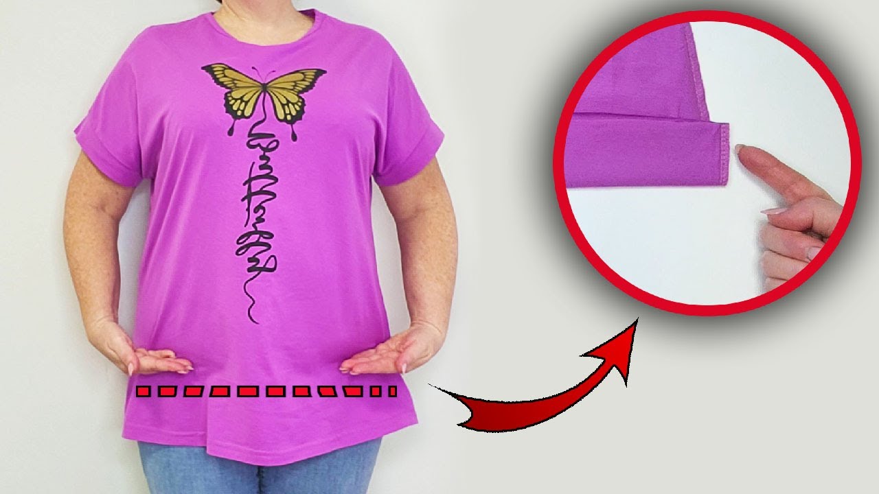  Sewing Trick How To Shorten A Beautifully T shirt In Just 3 Minutes 