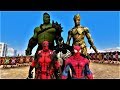 Deadpool, SpiderMan, Venom, Hulk, Groot vs 10000 Romans Ultimate Epic Battle Simulator