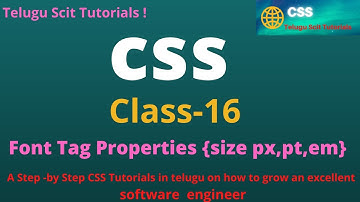 CSS||Class-16||Program On Font Size Px,Pt and Em||CSS Tutorial for Beginners - in Telugu and English
